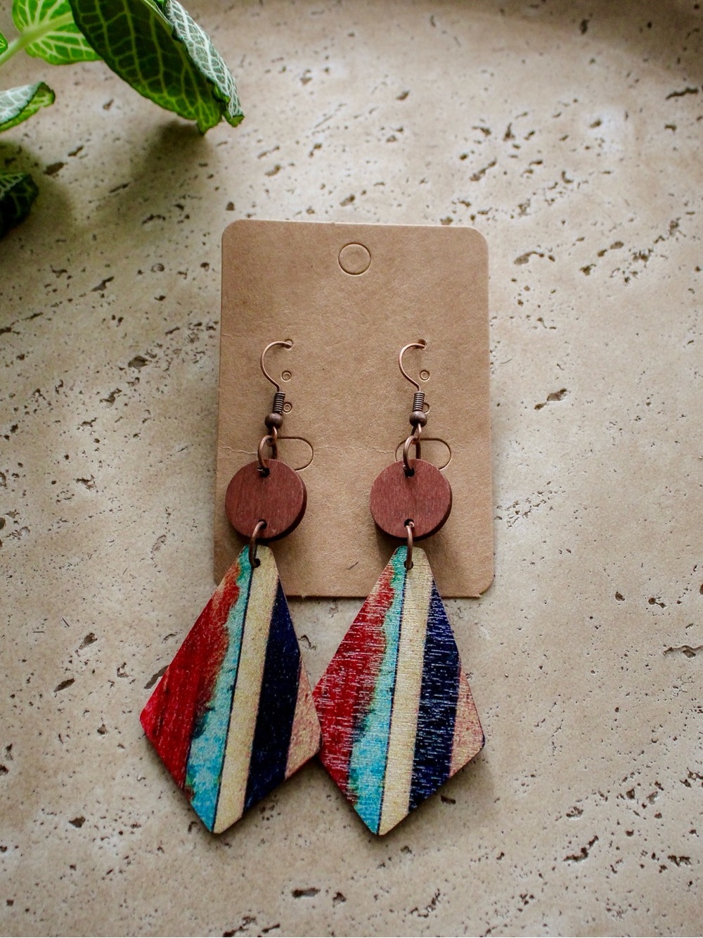 Colorful Striped Geometric Drop Earrings